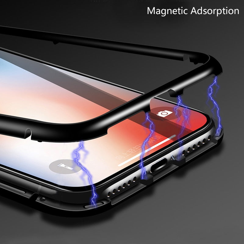 Double sided Magnetic Case for iPhone X Clear Tempered Glass Magnet Adsorption Case - V.I.P Digital Presence