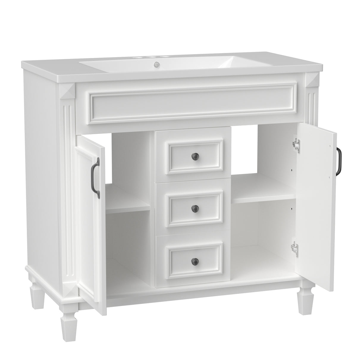 36'' Bathroom Vanity without Top Sink Cabinet only Modern Bathroom Storage Cabinet with 2 Soft Closing Doors and 2 Drawers - V.I.P Digital Presence