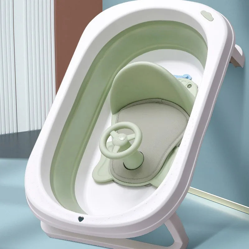 Baby shower basin with shower seat foldable bathtub bathtub dedicated shower bench with backrest and anti slip bath pad - V.I.P Digital Presence