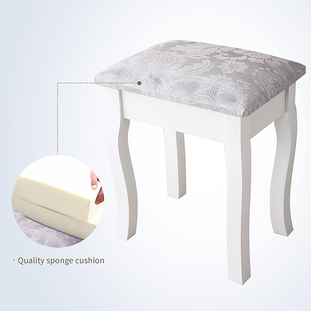 Vanity Table Set with 4 Drawer, Makeup Dressing Table w/Cushioned Stool, Girls Women Bedroom Furniture Set Oval Mirror - V.I.P Digital Presence