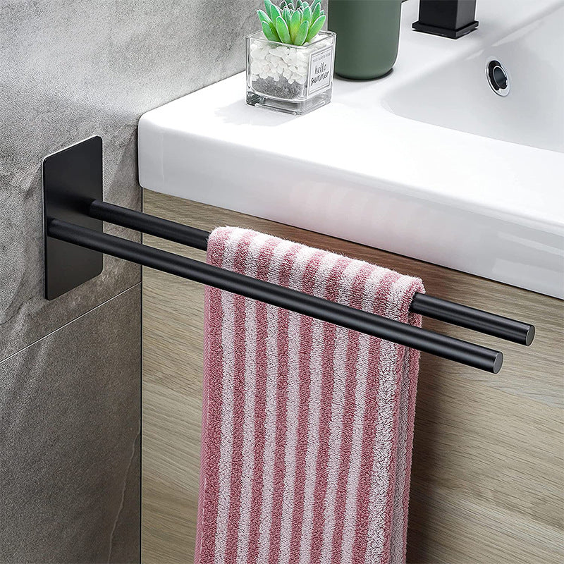 Self Adhensive Towel Rail W/O Drilling Bathroom Towel Bar Stainless Steel Two-Arm Towel Holder - V.I.P Digital Presence