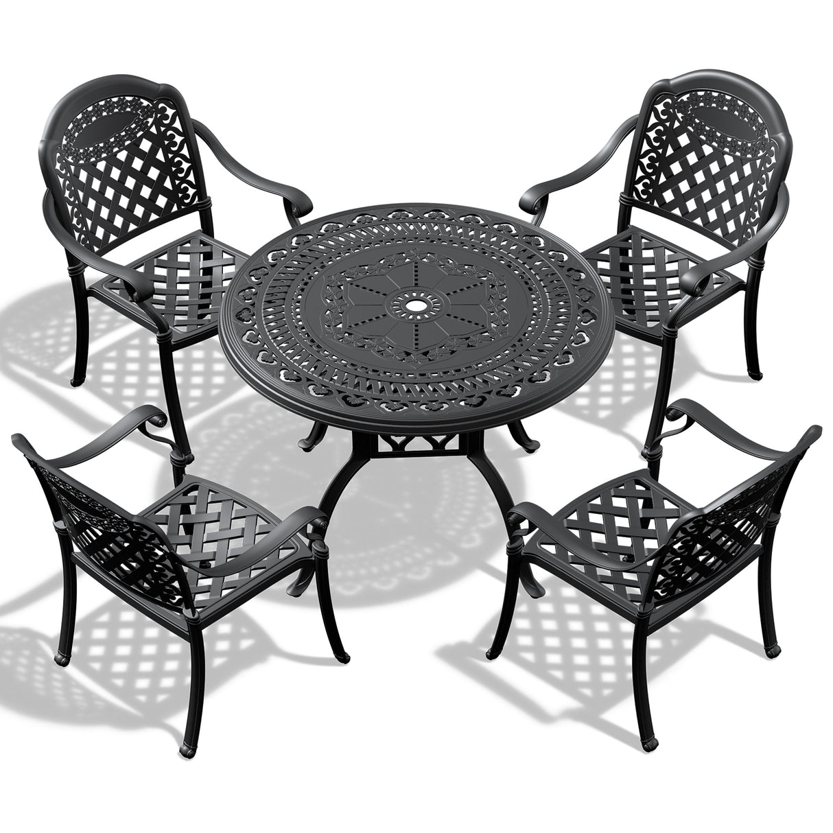 (Cushions In Random Colors)5-Piece Set Of Cast Aluminum Patio Furniture With Cushions - V.I.P Digital Presence
