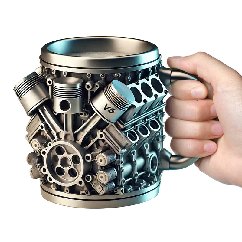 3D Engines - designed Stainless Steel Mug. Ideal for coffee/beer, a fun home & office drinking accessory. - V.I.P Digital Presence