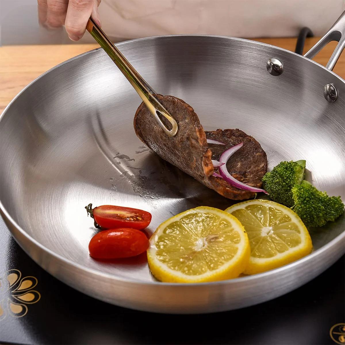 304 stainless steel three-layer steel frying pan, induction cooker, gas universal flat bottomed pan, steak frying pan - V.I.P Digital Presence