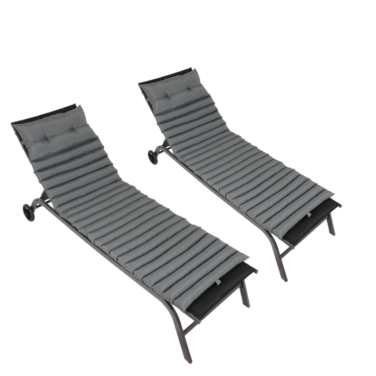 2PCS Set Outdoor Lounge Chair Cushion Replacement Patio Funiture Seat Cushion Chaise Lounge Cushion-GREY - V.I.P Digital Presence