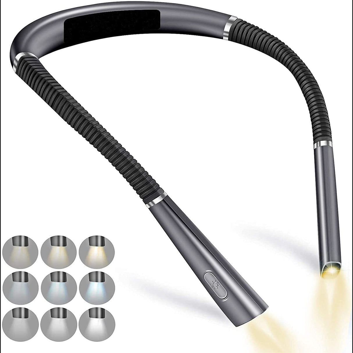 Night reading LED lighting book light USB charging tri color folding double head neck hanging reading light - V.I.P Digital Presence