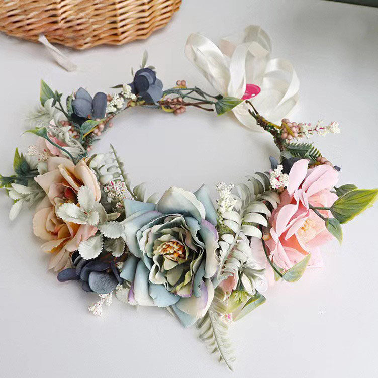 Korean garland headdress fresh big Peony corolla walk show dance headdress holiday pastoral props hair band - V.I.P Digital Presence