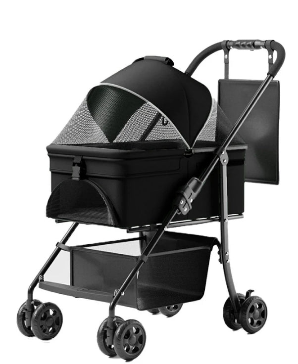 2-in-1 folding dog cart, pet folding cart, four-wheel dog/cat cart, waterproof pad, car seat, sun visor - V.I.P Digital Presence