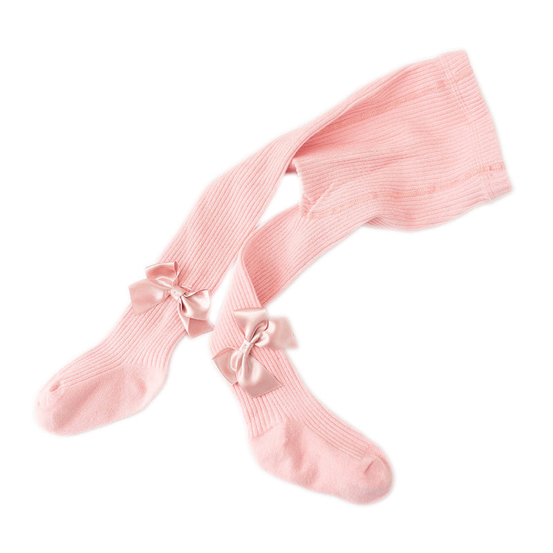 Spring And Autumn New Children's Pantyhose Bow Cotton White Baby Socks Medium Thick Foreign Girl Leggings - V.I.P Digital Presence