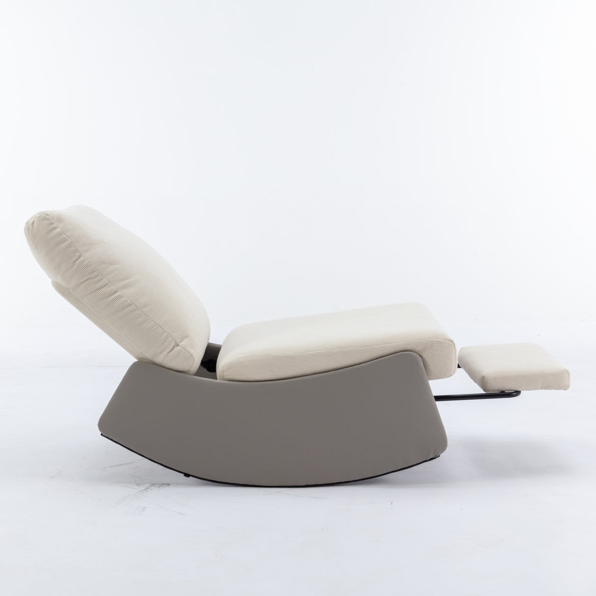 Modern rocking chair recliner, comfortable cushioned recliner with footstool, gray - V.I.P Digital Presence