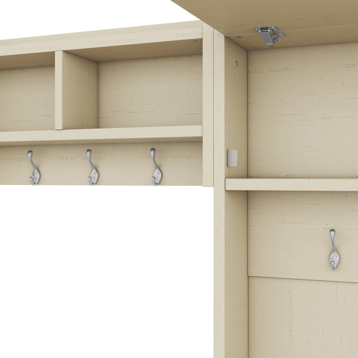 Four in one detachable hall tree with drawers and cabinets, 7 hooks, multifunctional corridor hangers, antique beige shoe stools - V.I.P Digital Presence