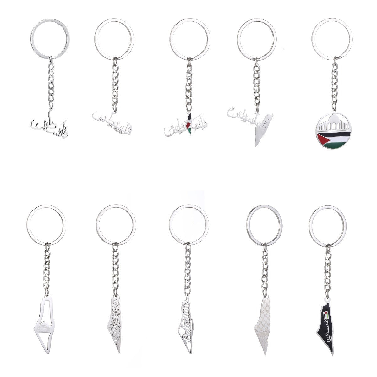 Israel Palestine Map Flag Drip Oil Stainless Steel Keychain Fashion Men's and Women's Stainless Steel Keys - V.I.P Digital Presence