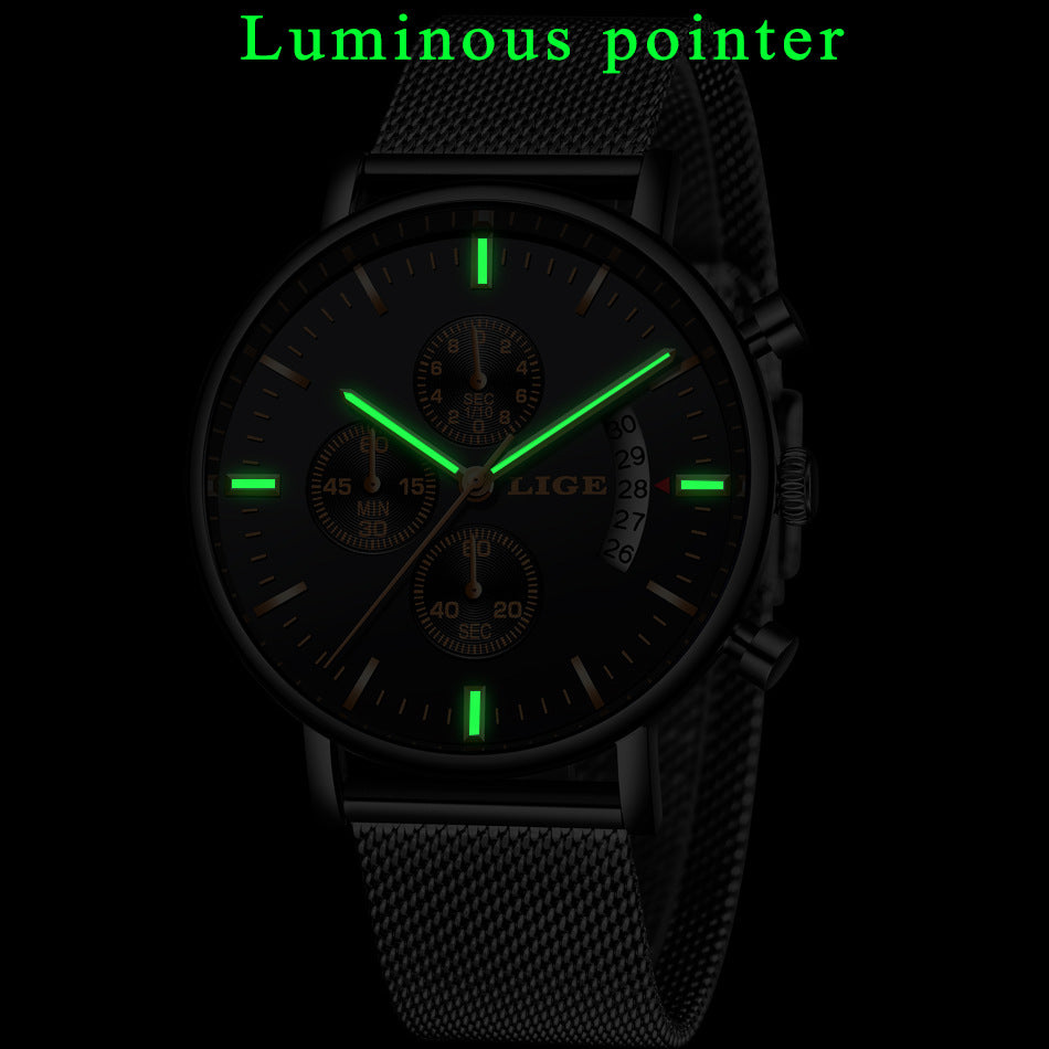 LIGE Fashion Mesh Strap Waterproof Men's Watch - V.I.P Digital Presence