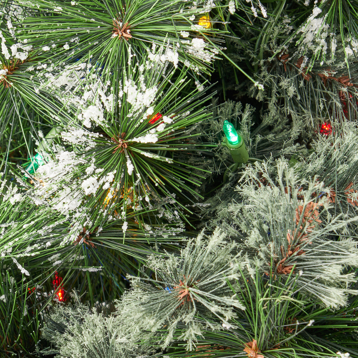 7' Cashmere and Snow Bristle Mixed Tree with 75Pine Cones and 900 LED Lights-UL,1233tips,Dia.:59 - V.I.P Digital Presence