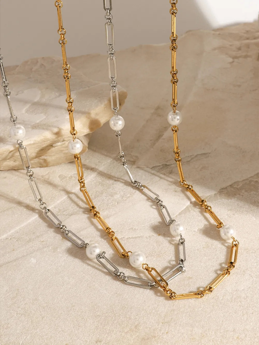 Stainless Steel Pearl Chain Necklace - V.I.P Digital Presence