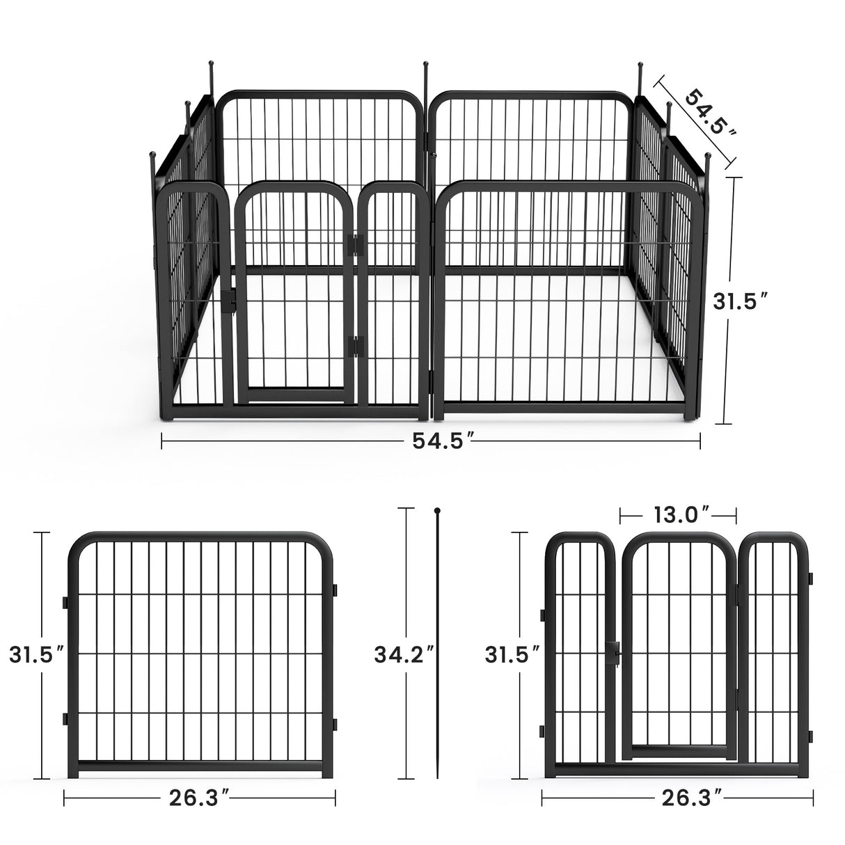 Outdoor dog fence, 8-piece board dog fence. 31 inch portable pet sports fence. Black, 26.3 inches wide x 31.5 inches high. - V.I.P Digital Presence