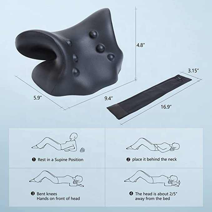 Heated Neck and Shoulder Relaxer Cervical Traction Device Pillow with Graphene Heating Pad Heated Chiropractic Pillow - V.I.P Digital Presence