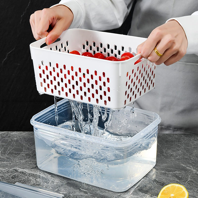 Kitchen food sealed preservation box fruit and vegetable drainage plastic storage box with lid - V.I.P Digital Presence