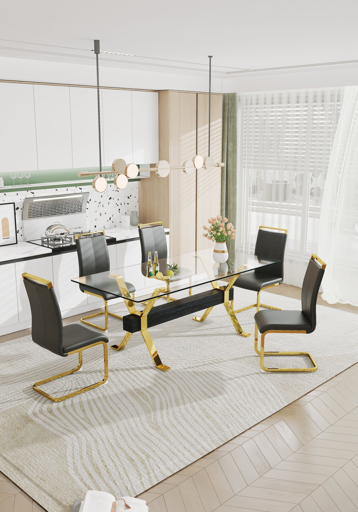 Dining table Modern tempered glass dining table Large modern office desk - V.I.P Digital Presence