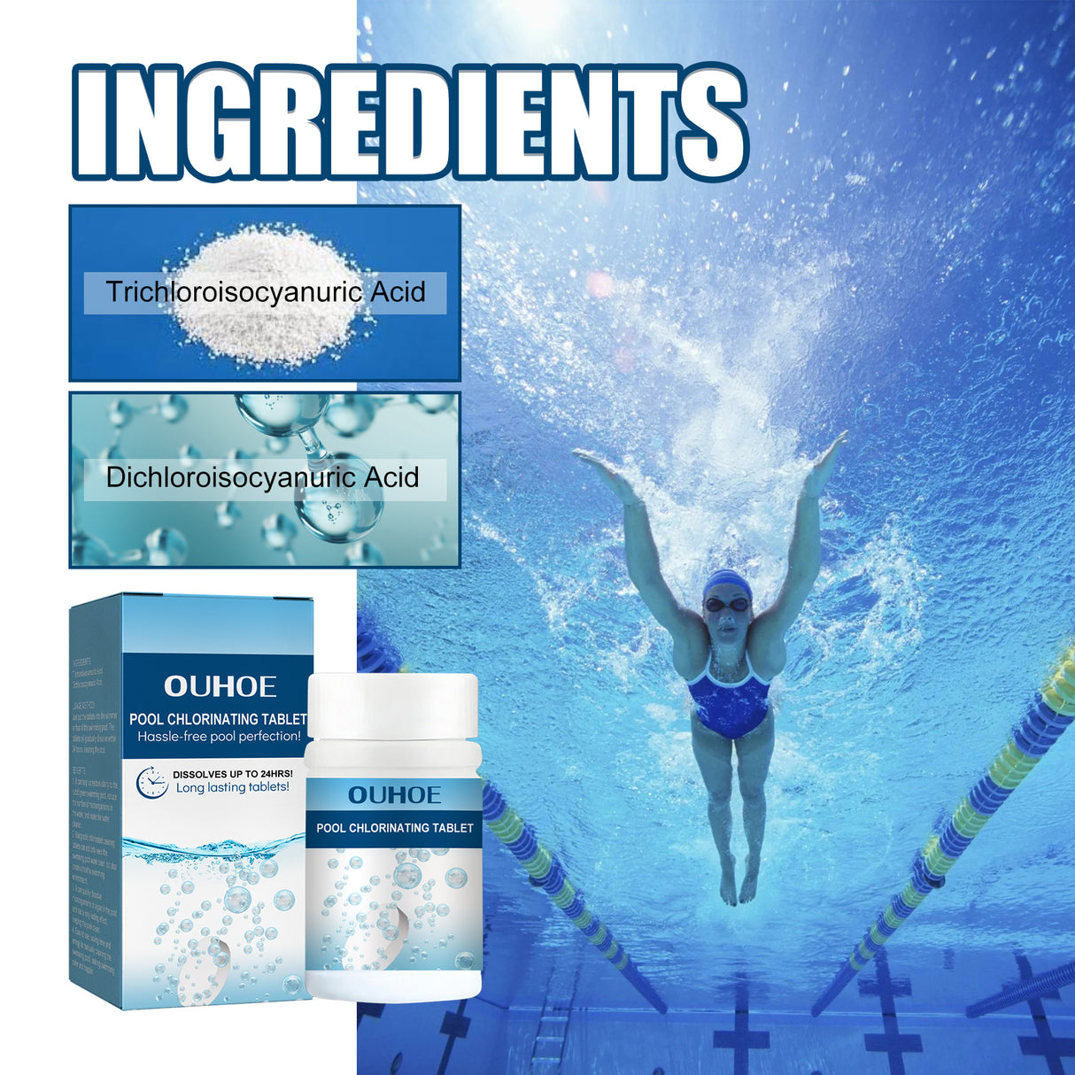 Pool Chlorinated Tablet, Water Quality Cleaning, Odor Removal Instant Multi-Functional Effervescent Tablet - V.I.P Digital Presence
