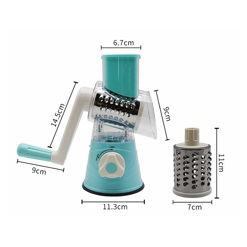 5-in-1 Cheese Grater: Gourmet, Rotary with Hand Crank, 10 Blades (3 Blades-C), for Cheese & Vegetable Slicing. - V.I.P Digital Presence