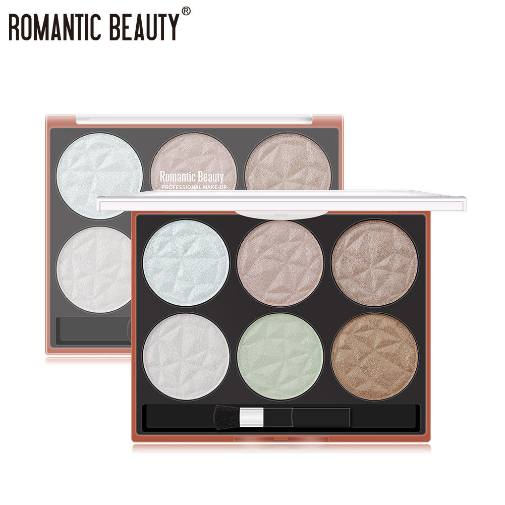 Romantic Beauty 6-Color Highlighter Repair Pearl Not Easy To Take Off Makeup Makeup Finishing Highlighter - V.I.P Digital Presence