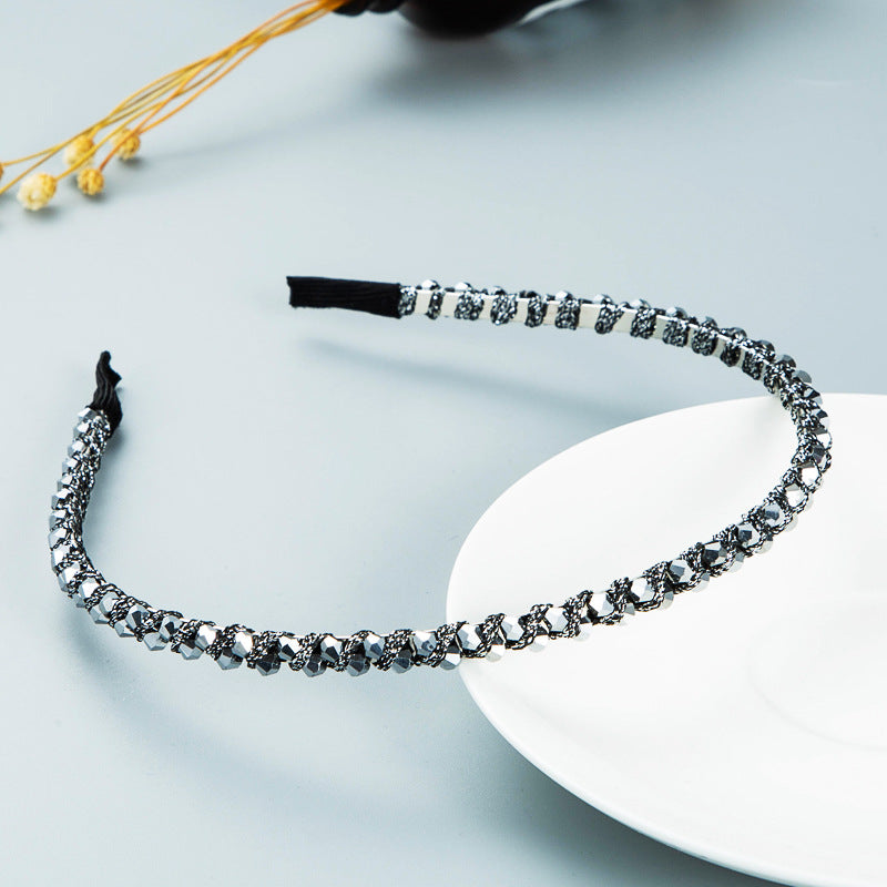 Winding String Crystal Thin Edge Headband Female Fashion Super Flash Party Hair Pressing Shampoo Headwear - V.I.P Digital Presence