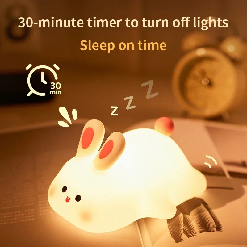 Silicone Night Lights Cute Rabbit Patting Lamp Rechargeable Timing Sleeping Night Lamp Holiday Party Decor Kids Gift Night Light - V.I.P Digital Presence