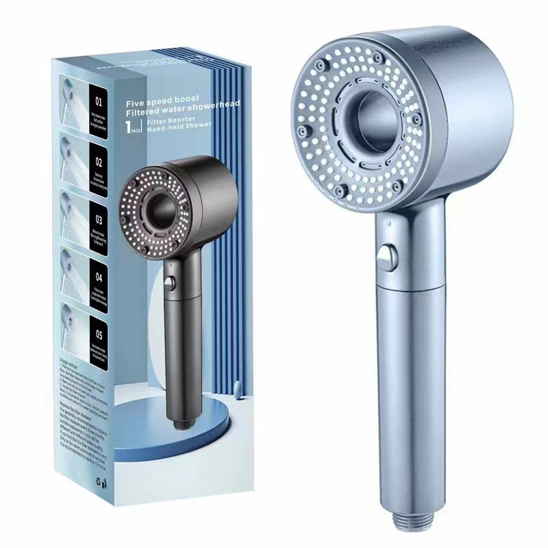 Hollow out household super pressurized showerhead bathroom water heater turbo large water outlet five level filter showerhead - V.I.P Digital Presence