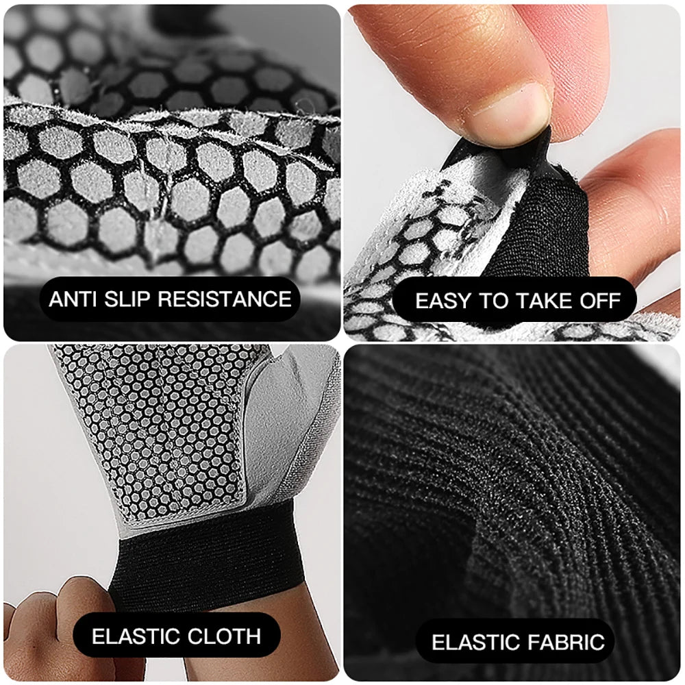 Guantes deportivos de levantamiento de pesas para hombres y mujeres, guantes de medio dedo antideslizantes con absorción de impactos para entrenamiento de ciclismo al aire libre
