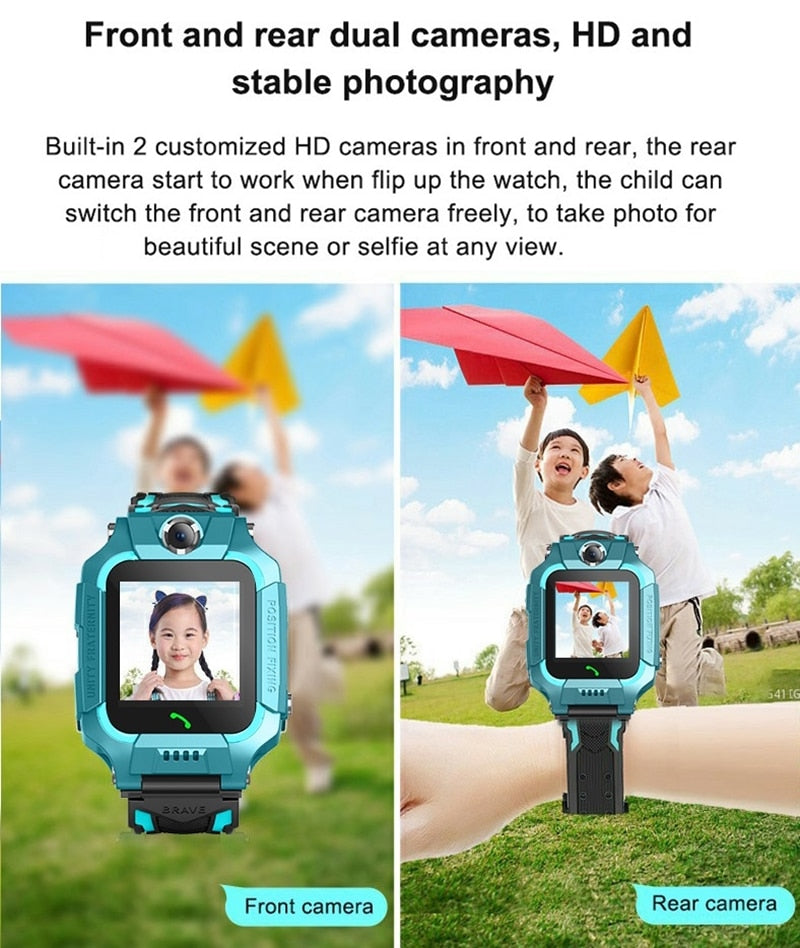 Q19 Dual Cameras Flip design waterproof Kids Smart Watch LBS Positioning SOS Mobile Phone Watch - V.I.P Digital Presence