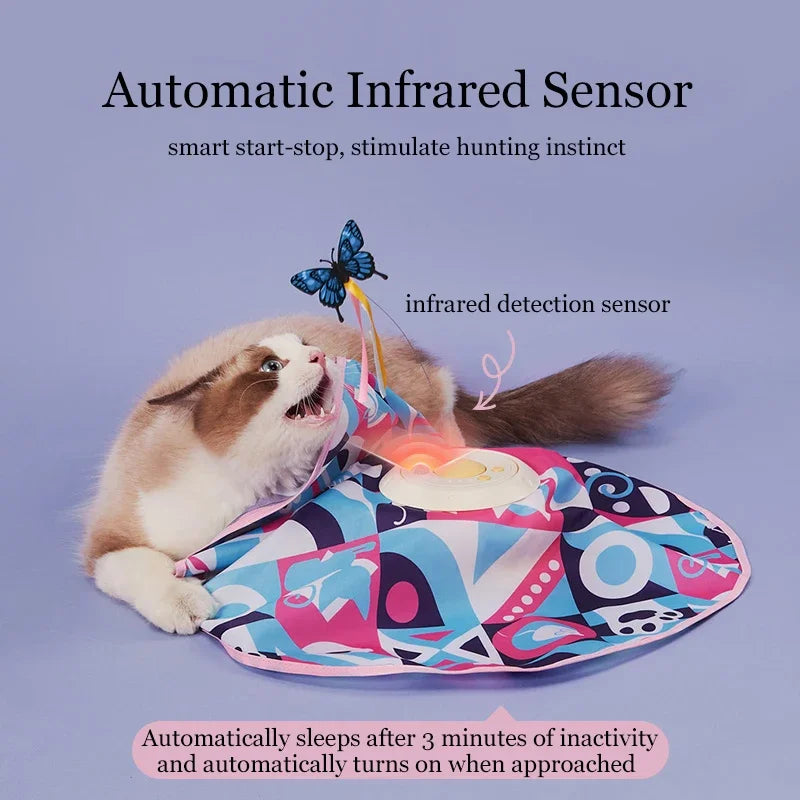 Fluttering Butterfly Cat Toys Interactive Cat Sticks Pet Kitten Can't Resist Mystery Motion Concealed Game Toy Automatic Teasing - V.I.P Digital Presence
