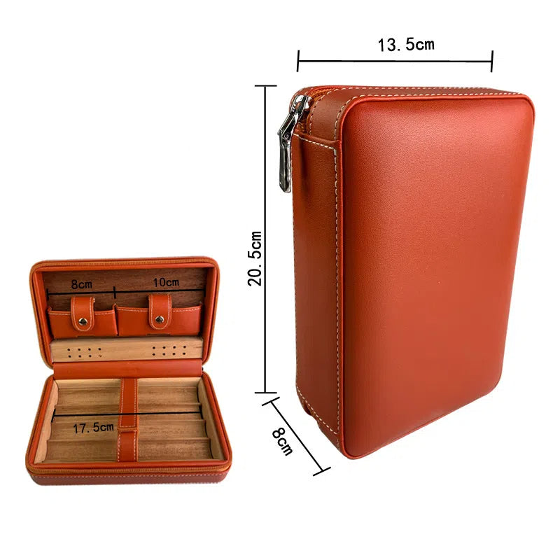 Carved version cigar box portable cedar wood cigar moisturizing box cowhide cigar box storage box Gaoxiba - V.I.P Digital Presence