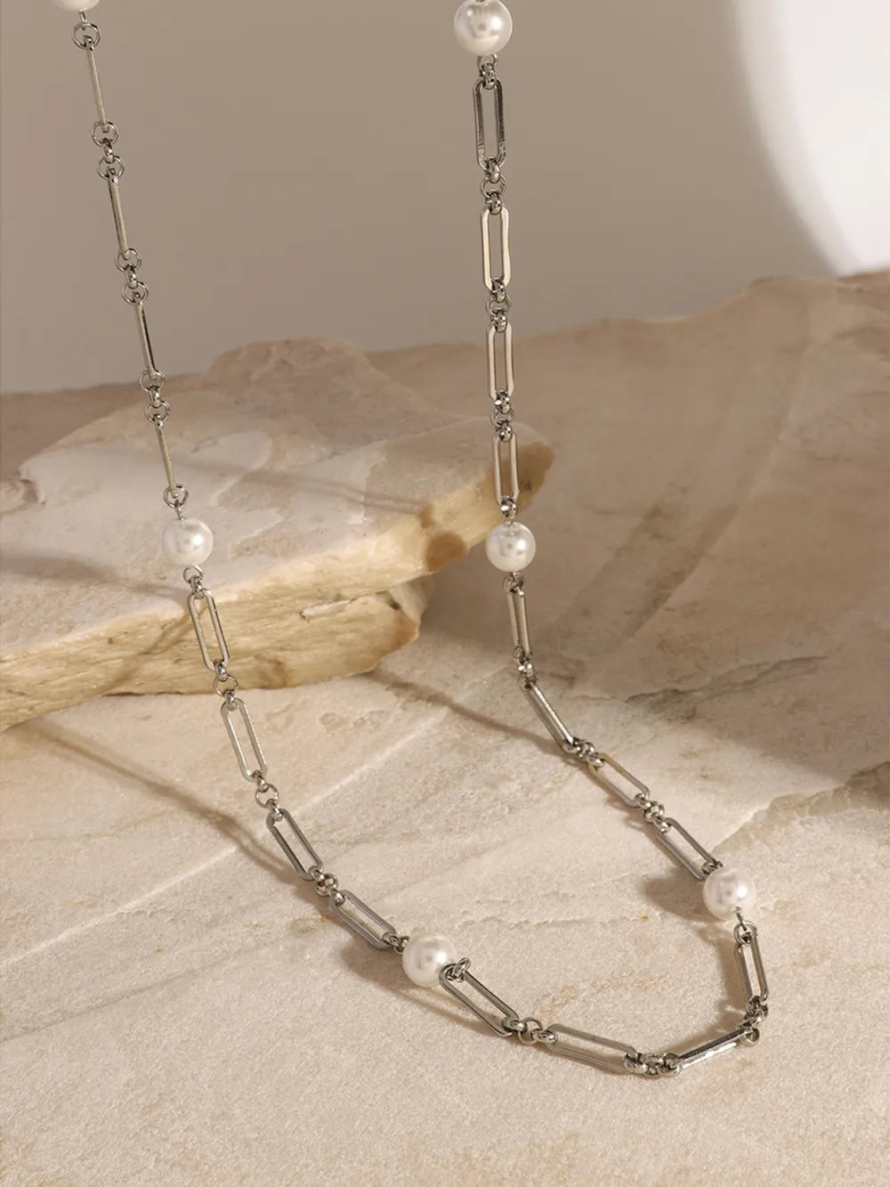Stainless Steel Pearl Chain Necklace - V.I.P Digital Presence