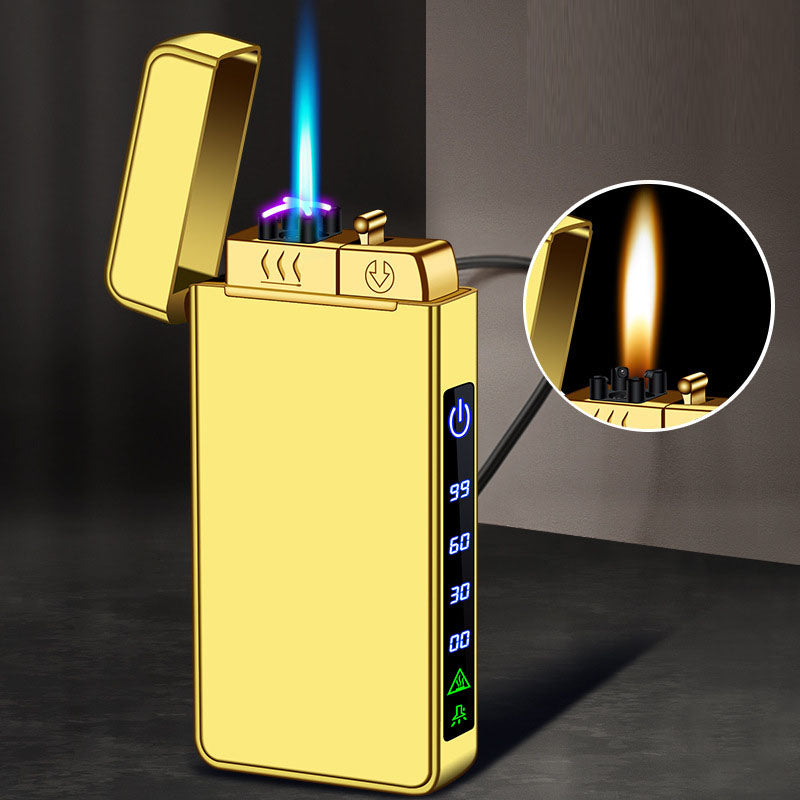 Gas electric triple fire metal windproof inflatable charging lighter personalized and creative trendy gift for boyfriend - V.I.P Digital Presence