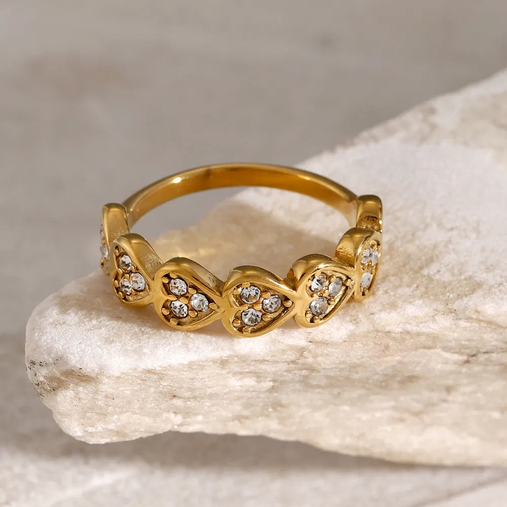 Stainless Steel Inlaid Zircon Heart Ring - V.I.P Digital Presence