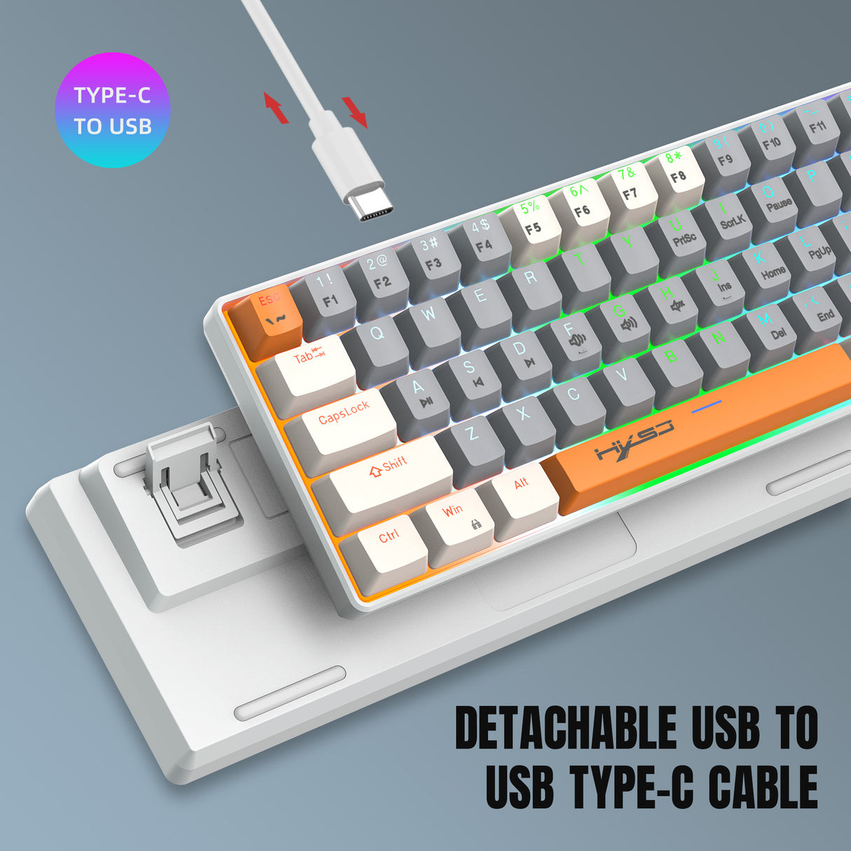 63 key portable 60% mechanical gaming keyboard RGB backlit compact mini gaming keyboard - V.I.P Digital Presence