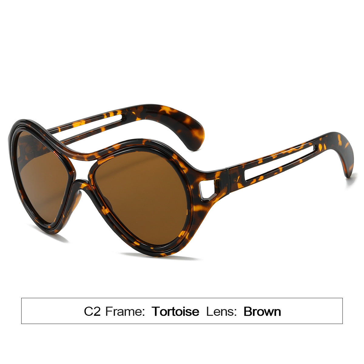 New European and American Sunglasses for Women UV400 Fashion Double Beam Round Frame Personalized PC Hollow Sunscreen Sunglasses - V.I.P Digital Presence