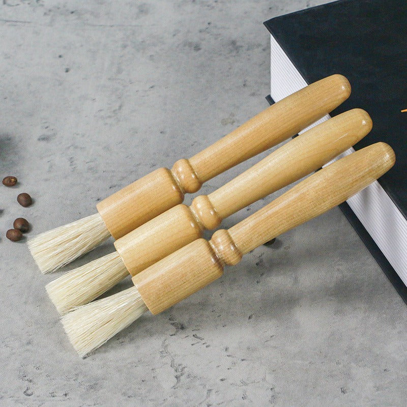 Coffee powder cleaning brush pig hair solid wood residue round head brush coffee machine bean grinder cleaning brush - V.I.P Digital Presence