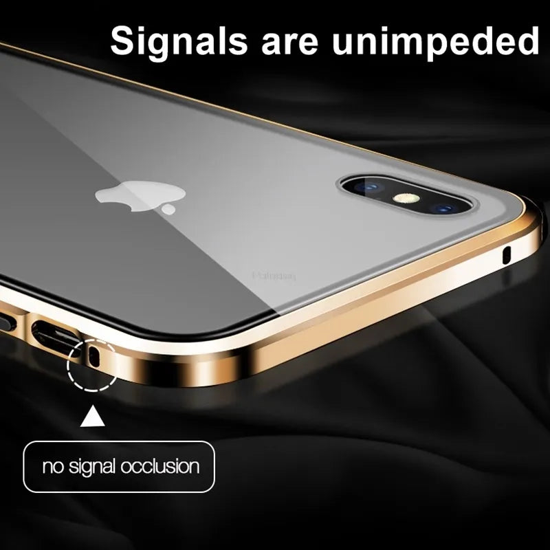 Magnetic Tempered Glass Privacy Metal Case For iphone 15 14 13 12 XR 11 Pro MAX X 7 8 6 Plus 360 Magnet Antispy Protective Cover - V.I.P Digital Presence