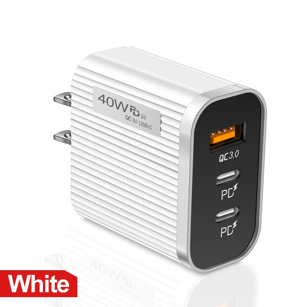 Striped USB+2PD Type-C Mobile Phone Charger Multi Port Travel Charging Head - V.I.P Digital Presence