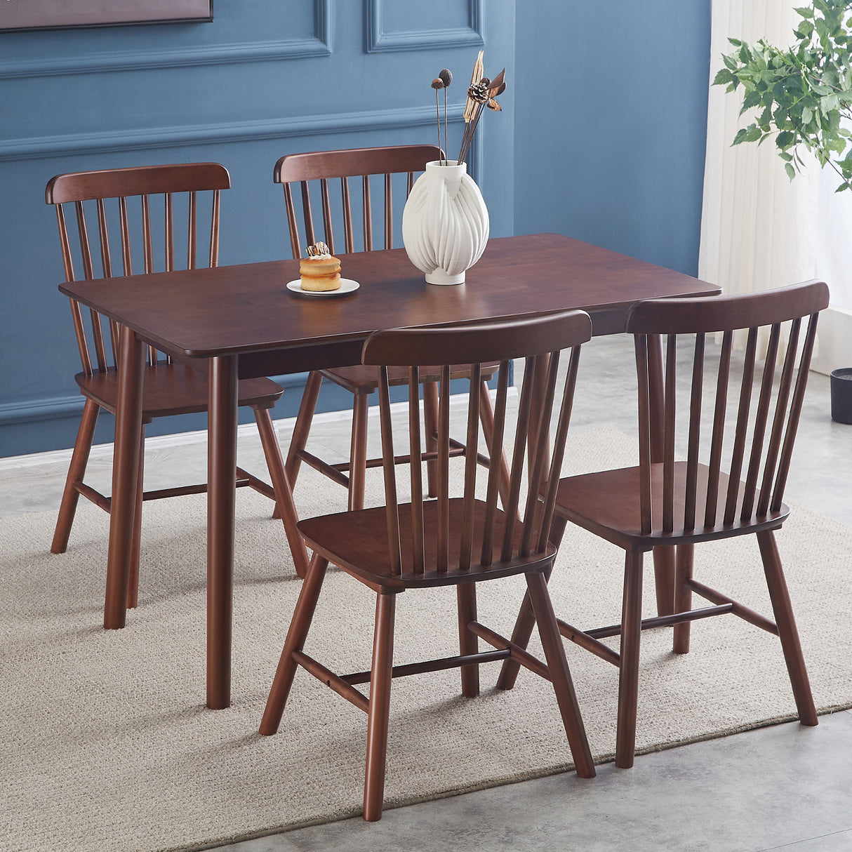 4 dining chairs, walnut wood, rubberwood material, dining chairs, solid wood chairs, solid wood dining table chairs - V.I.P Digital Presence