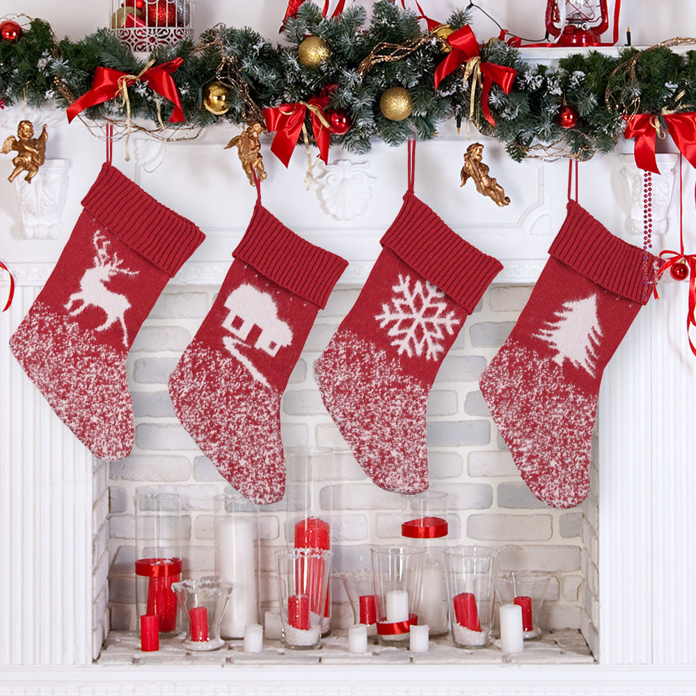 Christmas decoration products, knitted velvet, Christmas socks, snowflake red gift socks, gift bags - V.I.P Digital Presence