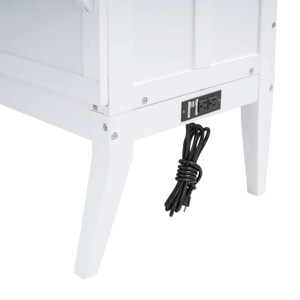 Queen Size Murphy Bed with Built-In Charging Station and a Shelf White