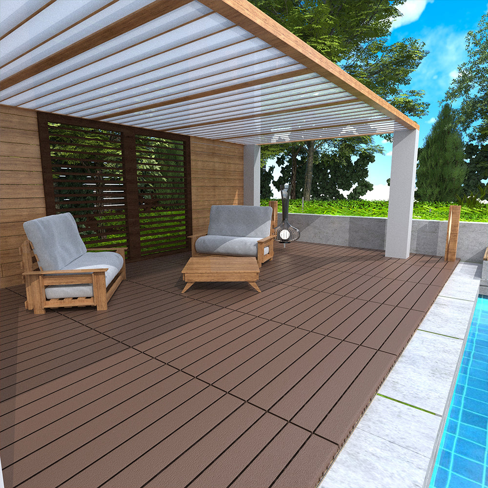 2FT terrace tiles, DIY module interlocking terrace tiles, quick installation of courtyard tiles, 24 pieces in red brown color - V.I.P Digital Presence