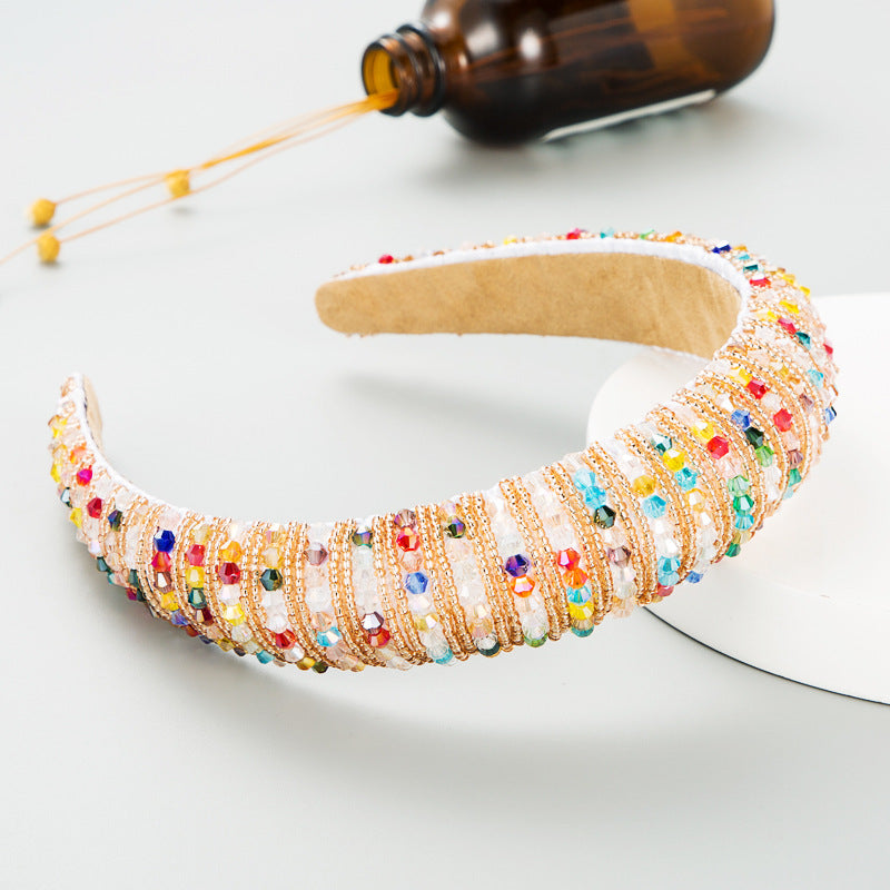 Hair Hoop Hand-woven Beaded Head Hoop Female Baroque Sponge Hair Bundle Korean Face Wash Hair Accessories - V.I.P Digital Presence
