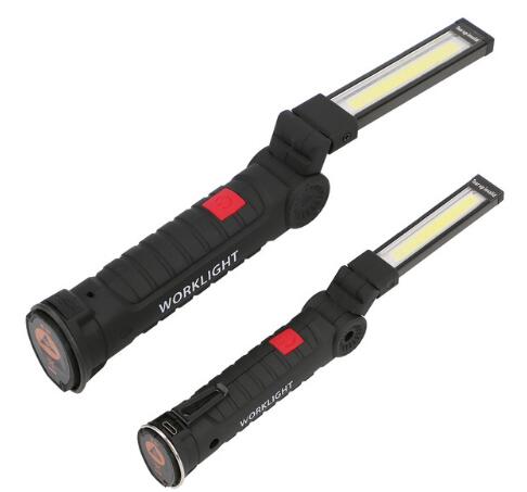 Linterna de mano multifunción LED COB con gancho magnético y batería incorporada