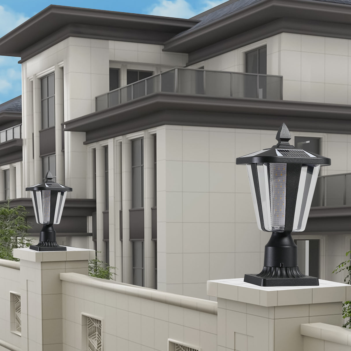 Solar Column Headlights With Dimmable LED - V.I.P Digital Presence