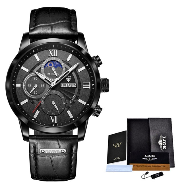 LIGE Men's Watches Top Brand Luxury Men Wrist Watch Leather Quartz Watch Sports Waterproof Male Clock Relogio Masculino+Box - V.I.P Digital Presence
