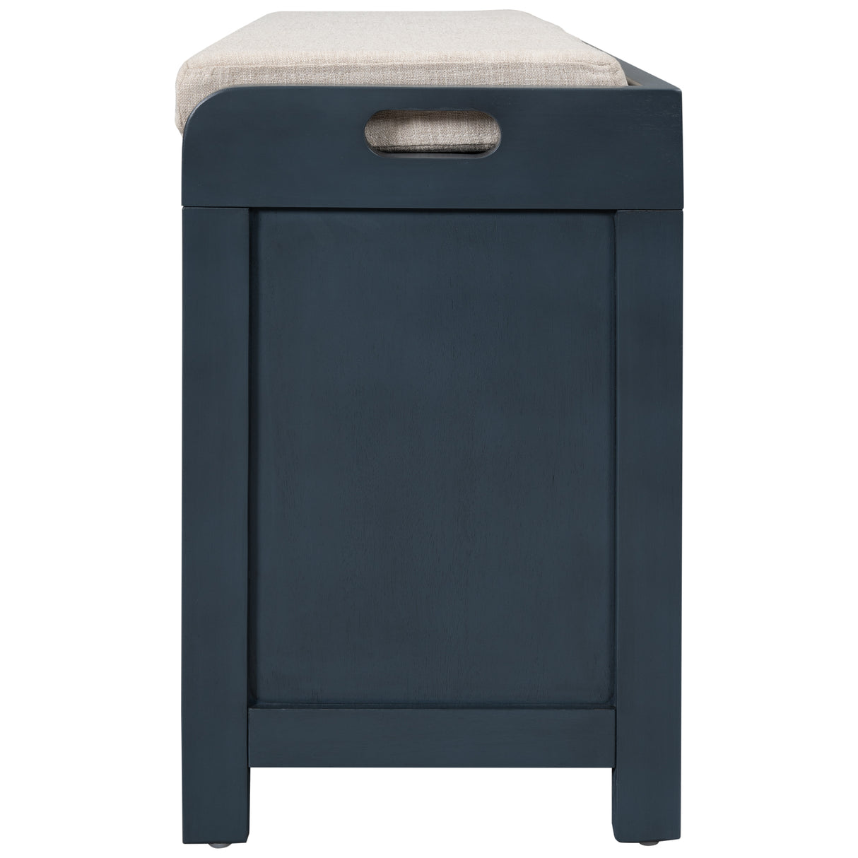 TREXM Storage Bench with Removable Basket and 2 Drawers, Fully Assembled Shoe Bench with Removable Cushion (Navy) - V.I.P Digital Presence